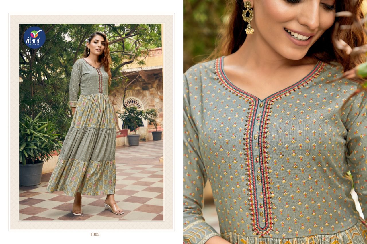 Vitara Fusion Festive Wear  Wholesale Long Gown Kurti Collection